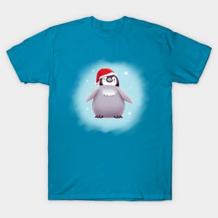 Santa Emperor Penguin Chick (Background) T-Shirt